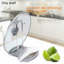 Stainless Steel Pot Cover Rack Stand Pan Lid Spoon Holder Organizer Cookwar R2E9