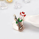 Brooch for Christmas Series Snowman Shape Play Guitar Buttonhole Pins Badge