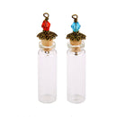 2pcs Mini Glass Bottle Vial Tube Potion Perfume Cork Jars Wish Pendant Charm