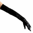 Long gloves in leather optics One Size Black - Black X6M8