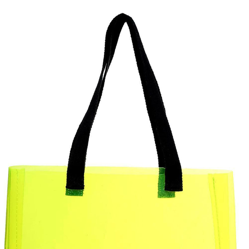 Transparent PVC Shopping Tote Women Shoulder Beach Travel Handbags (Yellow) A