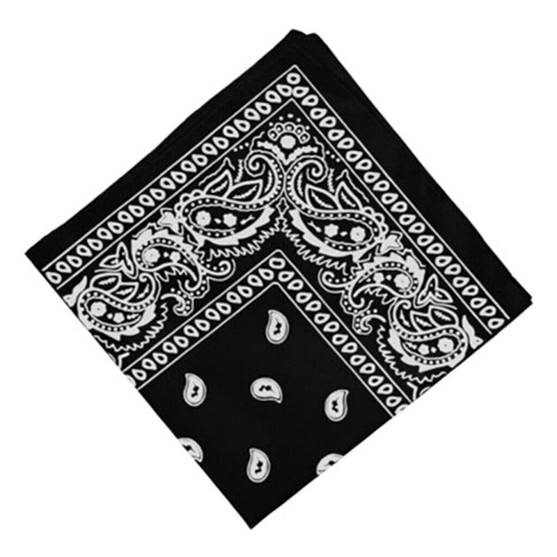 Women Men Cotton Paisley Bandana Head Wrap Headband Handkerchief Black