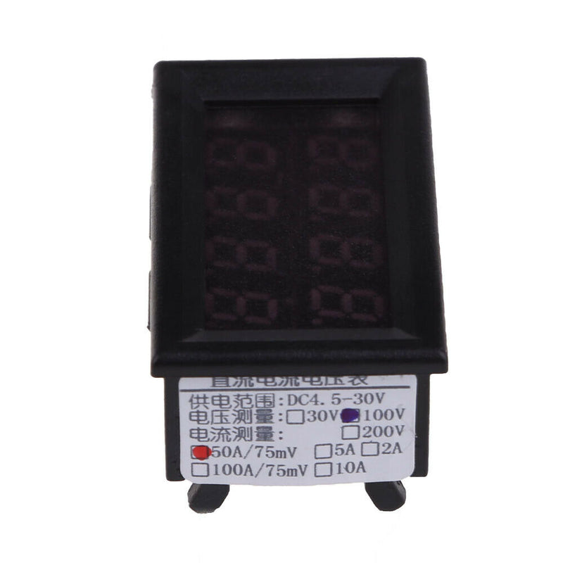 DC 0-100V 50A Voltmeter Ammeter Red and Blue LED Panel Amp Volt Gauge Meter