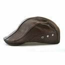 Jamont Light Coffee Men'S Pu Leather Beret Caps Winter Autumn New Male Adju