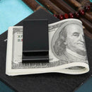 Portable Stainless Steel Fourfold Money Clip Unisex ID Cards Holder(Black)