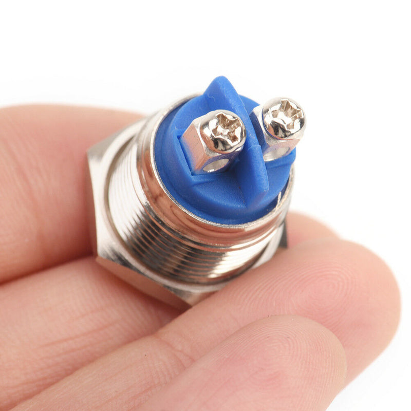 16mm 1/2" Anti-Vandal Momentary Metal Push button Switch Flat Top Chrome  n.AU