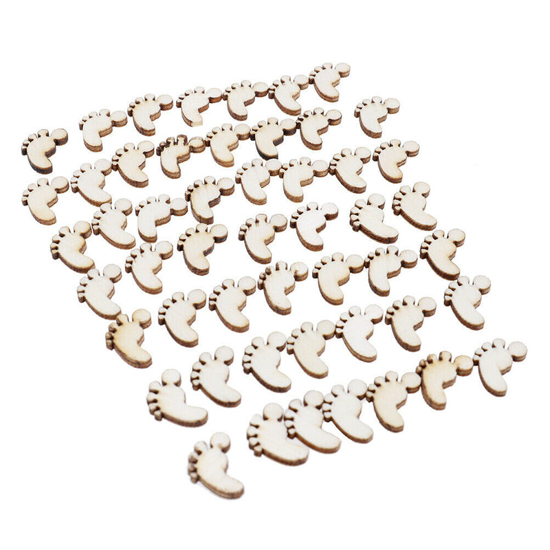 50Pcs DIY Wooden Foot Shaped Natural Wood Decoration Hand-made Graffiti ChipsOZ