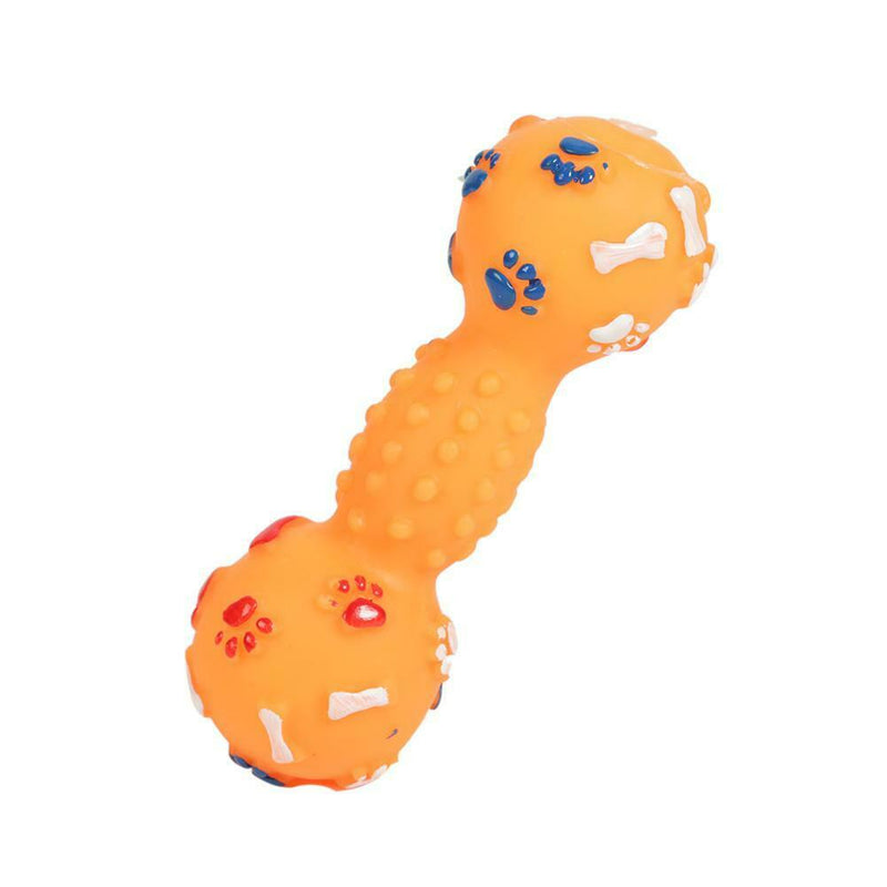 Colorful Dotted Dumbbell Shaped Squeeze Squeaky Faux Bone Pet Dog Toys AU