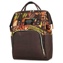 Mummy Maternity Backpack Plant Print Baby Diaper Shoulder Bags (Dark Brown) A