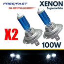 2PCS/Set 100W White H7 Xenon Gas Halogen Headlight Light Lamp Bulbs 12V 6000K