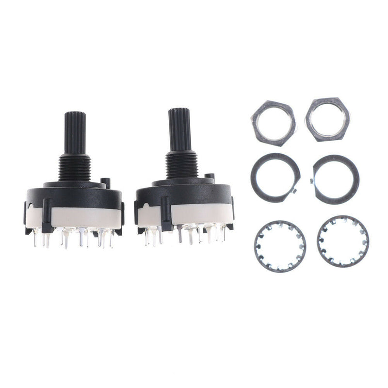 2x 1 Pole 12 Position Panel PCB Wiring Rotary Switch 18 Teeth Shaft Adjustabl Ew