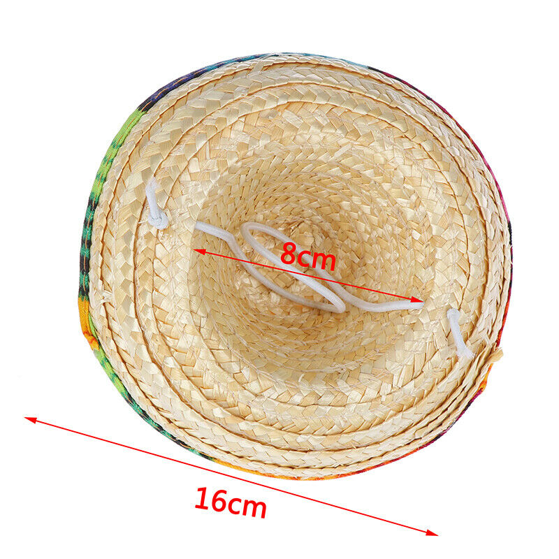 Mini Pet Dogs Straw Hat Sombrero Cat Sun Hat Beach Party Straw Hats Dogs`US