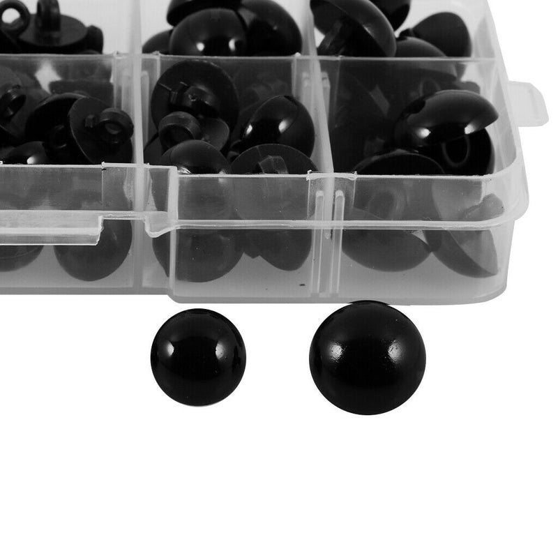 100pcs 9-15mm Round Mushroom Domed Black Plastic Safety Eyes and Nose for Bear,