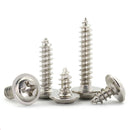 60Pcs M2* 4-12mm Phillips Pan Head Washers Self Tapping Screws Kits Ni-Plated