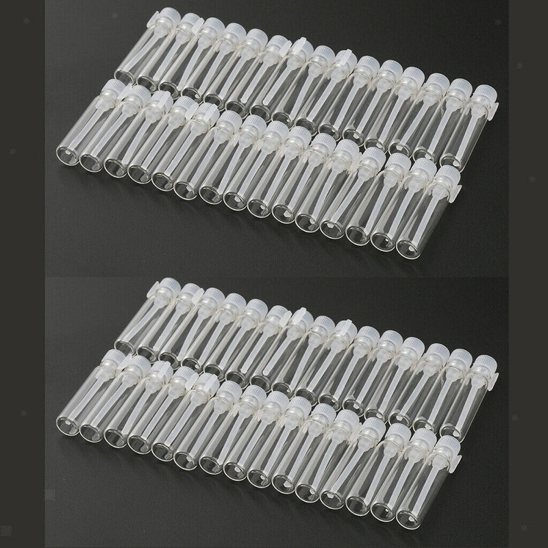 60X, Empty Mini Premium Trial Bottles, Refillable Clear Glass Vials Jars with