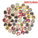 Painted Round Wood Buttons for Sewing Scrapbook Home Clothing Crafts Decor 50pcs