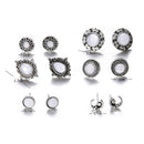 6Pairs/Set Opal Crystal Moon Earrings Women Ear Stud Jewelry Wedding Party JR