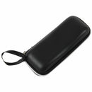 Artificial Leather Sunglasses Eyeglasses Zipper Case with Strap Black W6T8