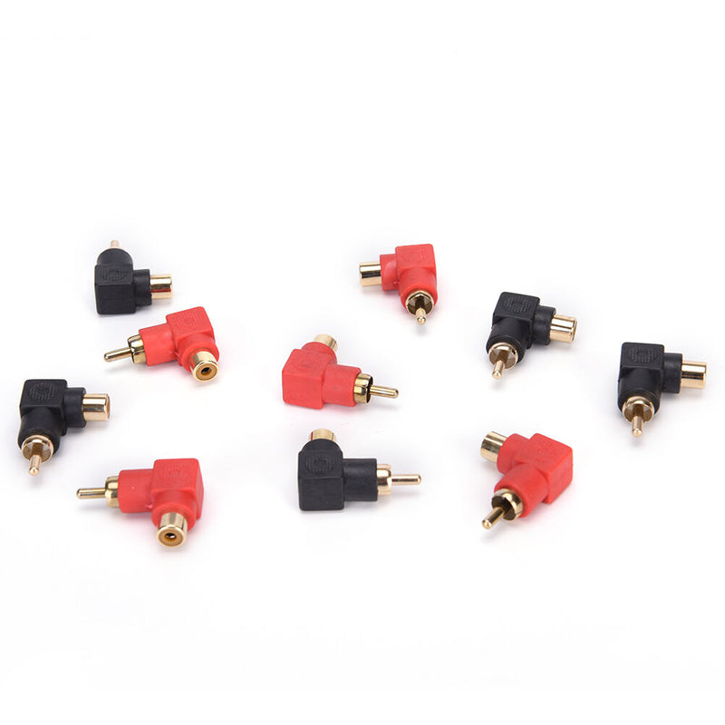 10x RCA right angle connector plug adapters M/F male to female 90degree elbow lj