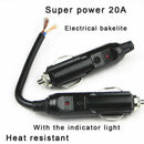 DC 12V Car Charger Power Adapter Lighter Male Socket Plug Cable Red LED