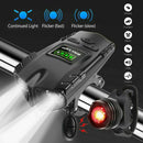 Rechargeable Bike Light Front Rear Headlight Taillight USB Bicycle Power Display