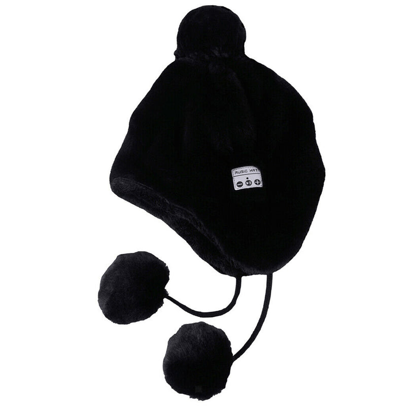 Bluetooth Headphones Beanie Hat Smart Wireless Headset Knit Smart Cap Black