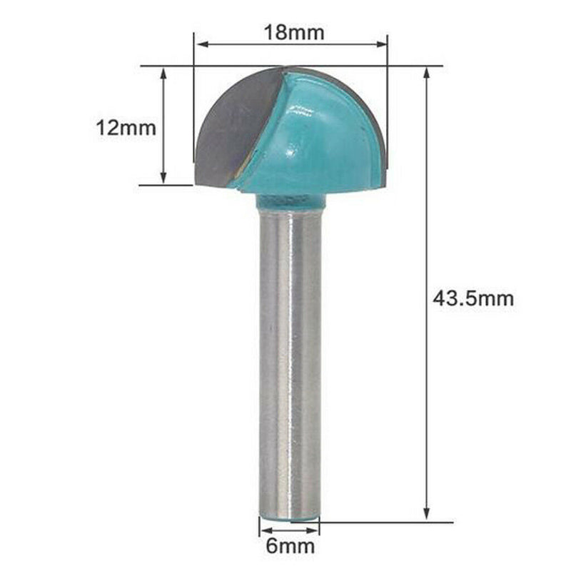5Pcs 6mm Shank Round Nose Cove Core Box Router Bit Cutter for Woodworking