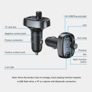 1X(Baseus Lcd Display Fm Transmitter Car Charger Dual Usb Phone Charger Han