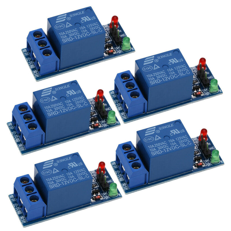 5Pcs 12V 1 Channel Relay Module Optocouple Board Shield for PIC AVR DSP ARM