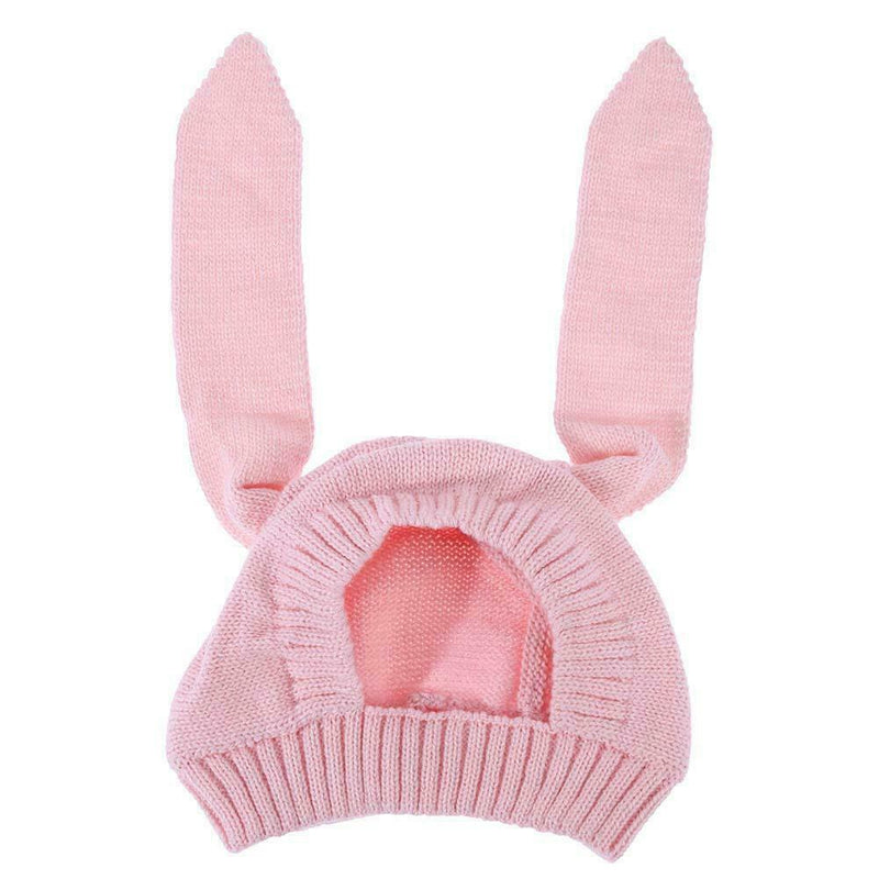 Infant Long Rabbit Ears Knitted Hat Baby Autumn Elastic Unisex Pink Cap