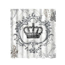 Bathroom Decor Retro Fabric Shower Curtains Set with 12 Hooks Crown