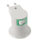 E27 LED Socket To EU Plug Adapter Light Bulb Lamp Holder Button On\off Control