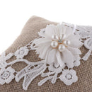 Retro Engagement Wedding Ring Pillow Flower Pearls Cushion Bearer Holder