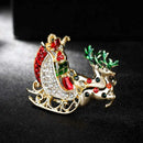Christmas Carriage Deer Brooch Pins Fashion Winter Jewelry Women Gifts