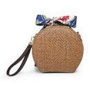 Round Rattan Bag Woven Straw Purse Circle Handmade Wicker Basket Bag