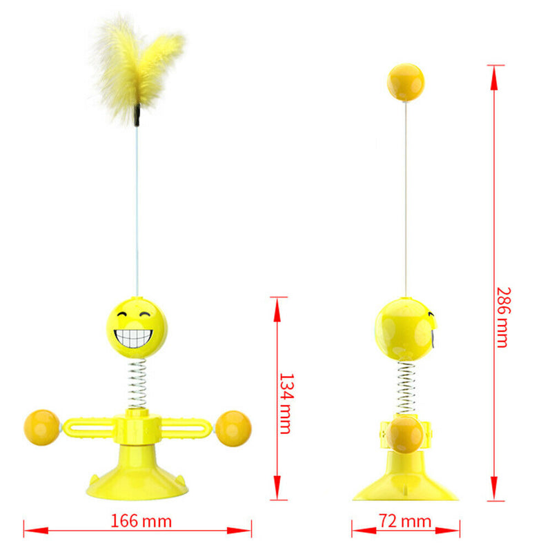 Funny Spring Suction Cup Cat Toys Elastic Feathers Cat Stick Pet Supplies