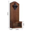Club Pub Rustic Wooden Wall Hanging Bottle Opener W/ Cap Catcher Holder