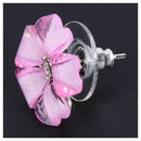 Women Flower Crystal Rhinestone Ear Stud Earrings Pink