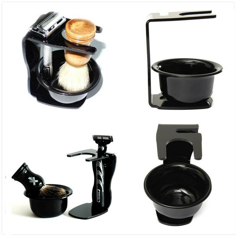 Universal Black Acrylic Shaving Brush Razor Stand Holder Set & Mug/Cup/Bowl Y1Y7