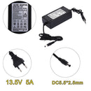 13.5V 5A AC to DC Power Adapter Dual Cable Converter Universal 5.5x2.1-2.5m