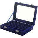 24 grid Display Box Jewelry Storage Glass Bracelet Watch pillow Buckle Blue L1P8