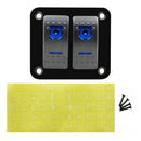 12V-24V 2 Gang blue Rocker Switch Panel Circuit Breaker Boat Marine Waterpr S2Y5
