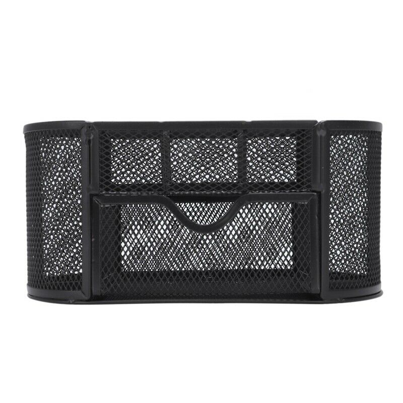 Multifunctional 9 Components Table Metal Desktop Storage Box (Black) J8N7