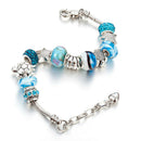 Ocean Shell Blue Crystal Beads Chain Bangle Bracelet Women Girl Charm JewelryRE