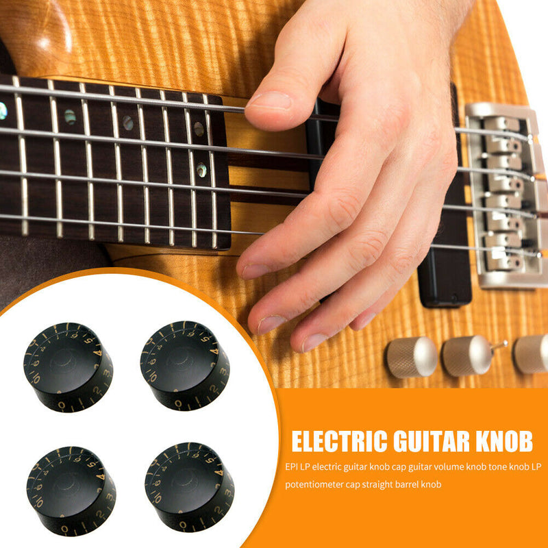 4pcs Electric Guitar Knob Cap Guitar Volume Tone Button for EPI LP (Black)