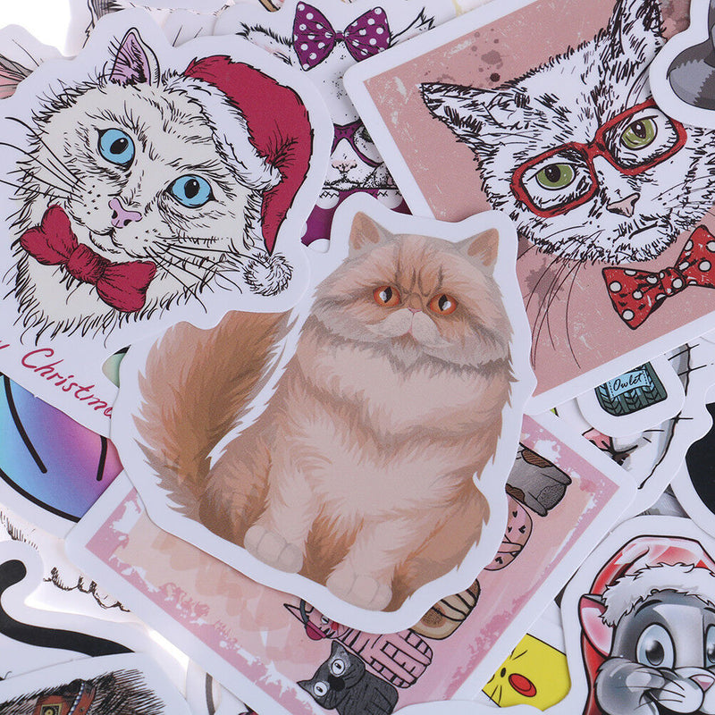 50Pcs/bag Cute cat stickers DIY scrapbooking suitcase laptop car stick%x