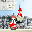 2Pcs Santa Claus Christmas Pendants Ornaments Wooden Craft for Christmas TrSEAU