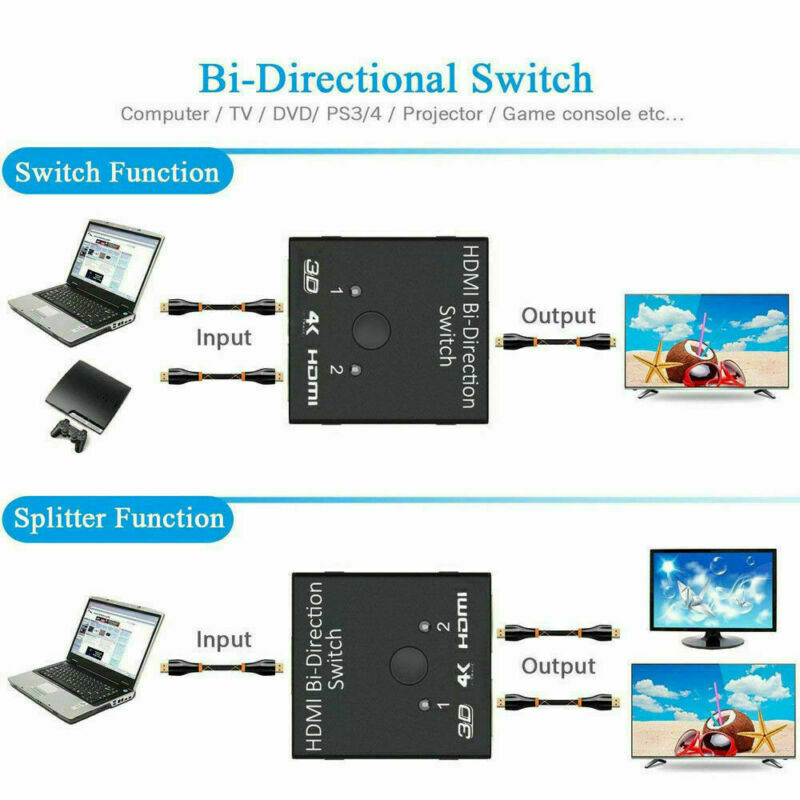 HDMI 2.0 HDTV Switch Switcher Splitter Bi-Direction Hub HDCP 2x1 1x2 In Out 4K !