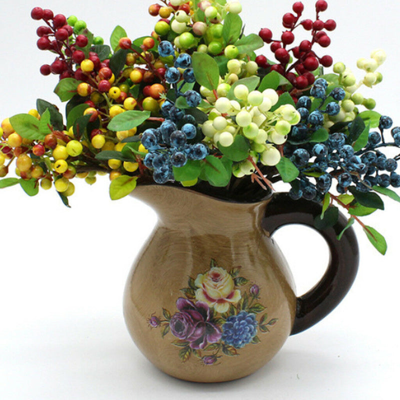 12x Artificial Flower Berries For Wedding Home Party Decor Photo Props Blue