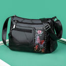 Women Elegant Flower Printed Shoulder Bag Fashion Leather Crossbody Handbag